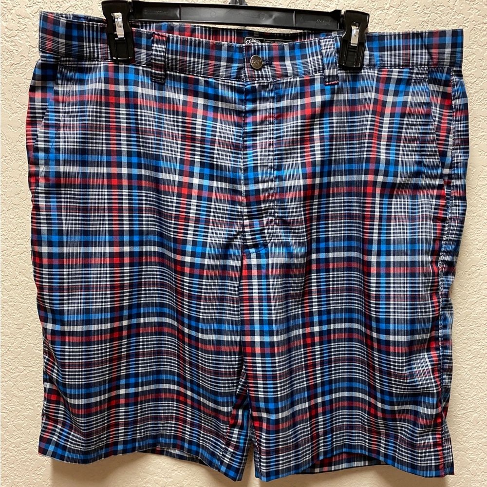 Callaway Plaid Blue and Red Golf Shorts Sz 36